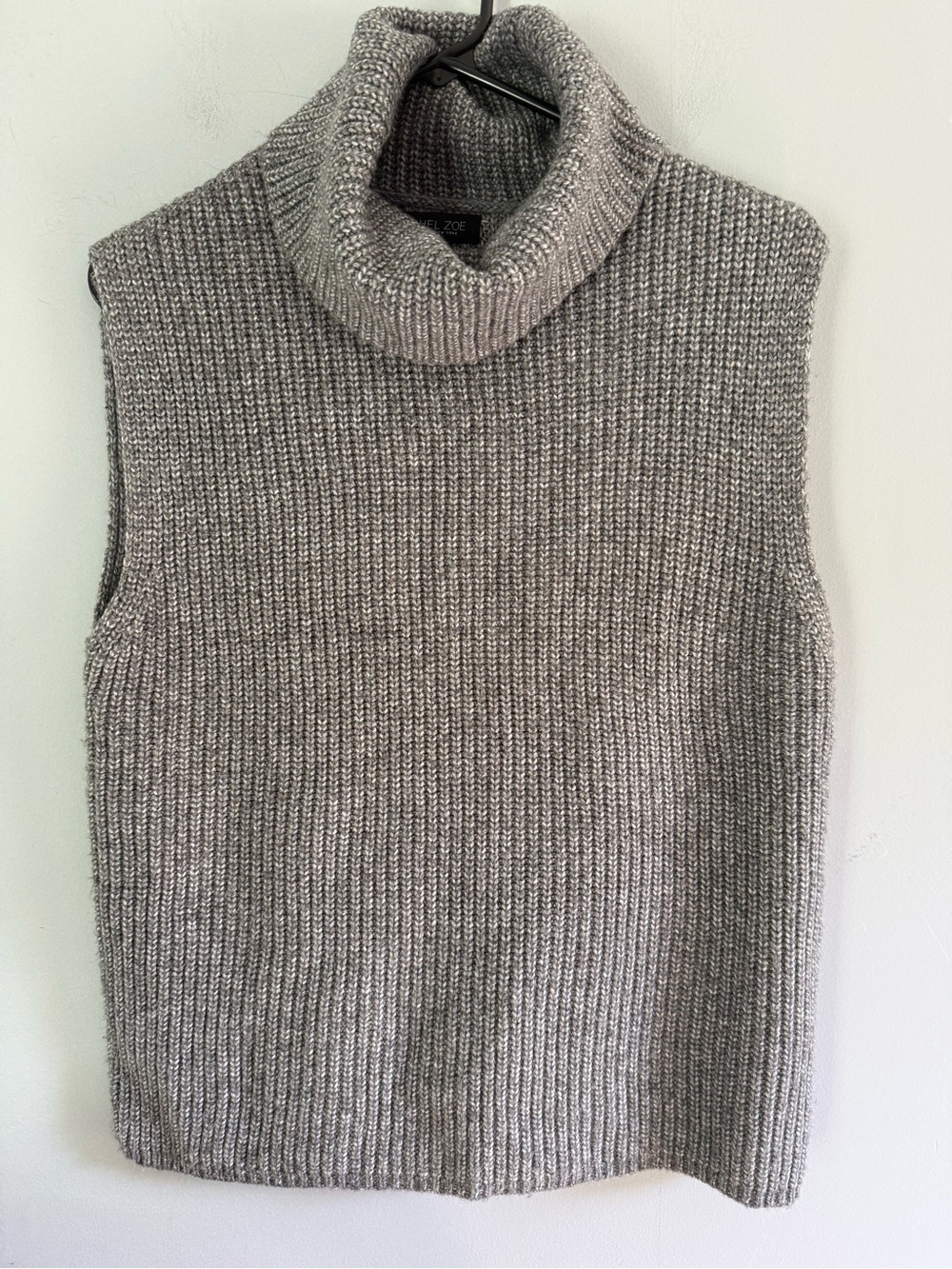 Rachel Zoe Sleeveless Grey Cowl Neck Ribbed Knit Sweater Vest Sz S